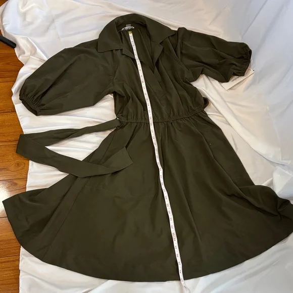 NWT Calvin Klein Olive Green A-line Shirtdress, Size 2 - Picture 12 of 14